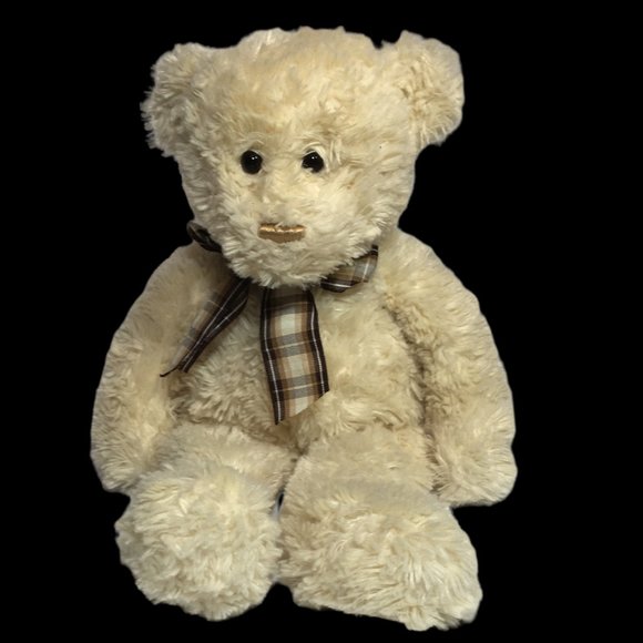Ty Classic Charisse Ivory Cream Teddy Bear 2006 Beanbag Plush Plaid Bow RARE HTF - Picture 1 of 8